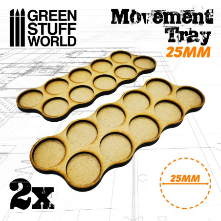 Plateaux de Mouvement MDF 25mm x10 - Horde