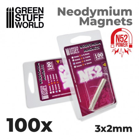 Aimants Néodymes 3x2mm - 100 units (N52)