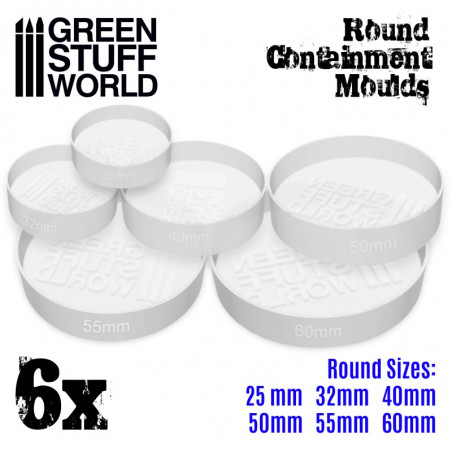 6x Moules Endiguement blancs translucides pour Socles - Ronds