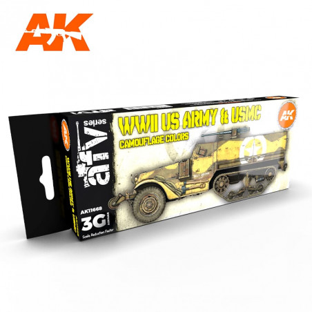 AFV série - WWII US ARMY AND USMC CAMOUFLAGE COLORS set - AK3G