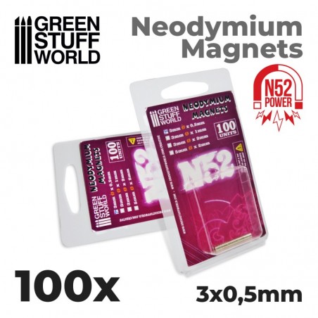 Aimants Néodymes 3x0'5mm - 100 units (N52)