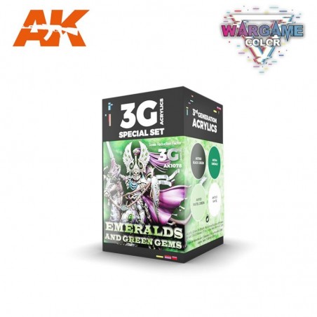 AK - WARGAME COLOR SET. EMERALDS  AND GREEN GEMS