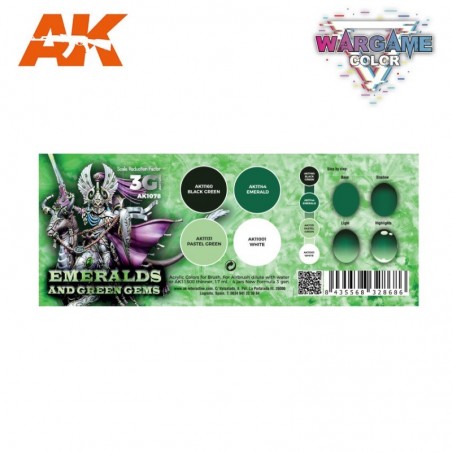 AK - WARGAME COLOR SET. EMERALDS  AND GREEN GEMS