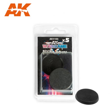 Socles PLASTIC WARGAME BASES. ROUND BASE 40mm X5 UNITS