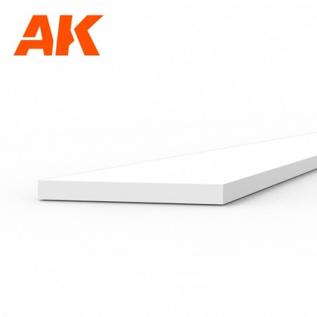 AK6512 Strips 0.50 x 5.00 x 350mm - STYRENE STRIP