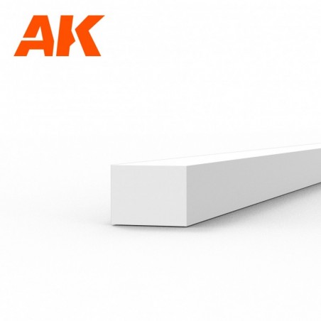 AK6525 Strips 1.50 x 2.00 x 350mm - STYRENE STRIP