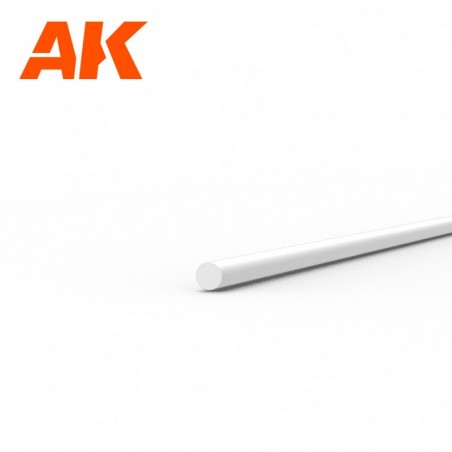 AK6536 Rod 0.50 diameter x 350mm - STYRENE STRIP