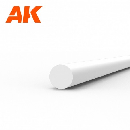 AK6539 Rod 1.50 diameter x 350mm - STYRENE STRIP