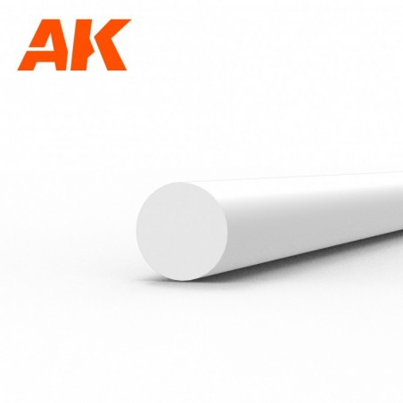 AK6540 Rod 2.00 diameter x 350mm - STYRENE STRIP