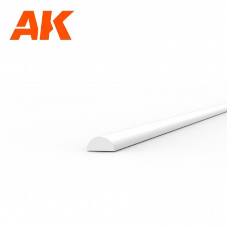 AK6551 Half cane 1.00 x 350mm - STYRENE STRIP