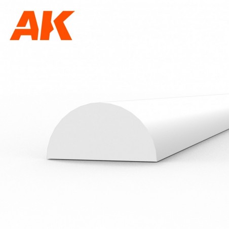 AK6554 Half cane 4.00 x 350mm - STYRENE STRIP