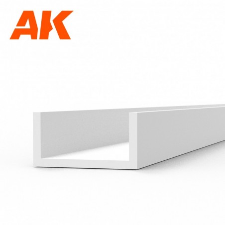 AK6556 U Channel 4.0 width x 350mm - STYRENE STRIP