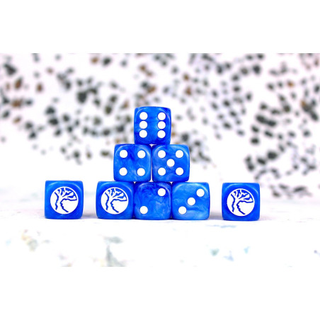 Nords Faction Dice on Bright Blue swirl Dice
