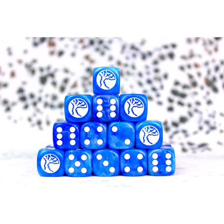 Nords Faction Dice on Bright Blue swirl Dice