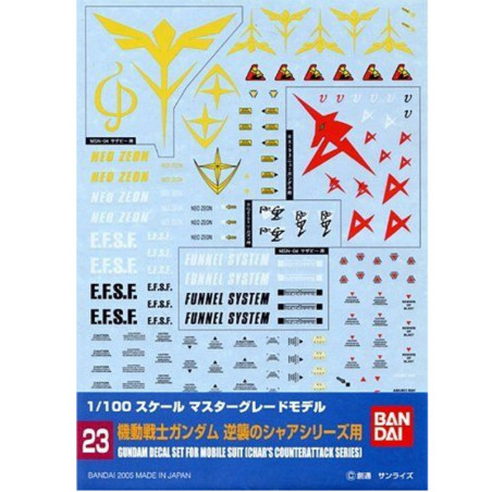 GUNDAM GUNPLA DECAL MG 1/100 23 MULTIUSE - CHAR'S COUNT