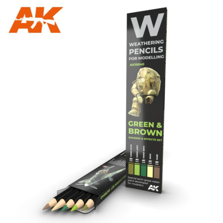 WATERCOLOR PENCIL SET GREEN AND BROWN CAMOUFLAGES - AK