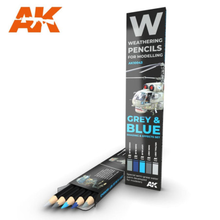 WATERCOLOR PENCIL SET GREY AND BLUE CAMOUFLAGES - AK