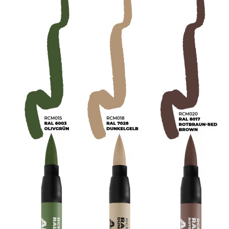 LATE GERMAN AFV CAMO COLORS - SET 3 REAL COLORS MARKERS - AK