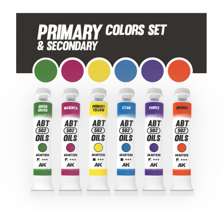 PRIMARY & SECONDARY COLORS SET - ABT 502 OILS - AK