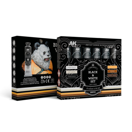 ARTIST DENSE ACRYLIC COLOR Set BLACK & WHITE SET (6 tubes 20 ml) - AK