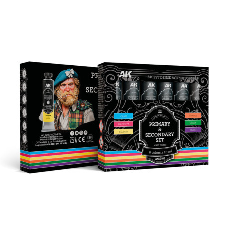 ARTIST DENSE ACRYLIC COLOR Set PRIMARY & SECONDARY SET (6 tubes 20 ml) - AK