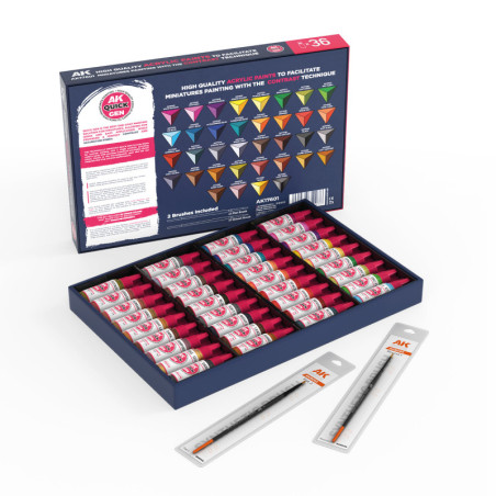 QUICK PAINT SET 36 QUICK GEN COLORS (2 BRUSHES) - AK