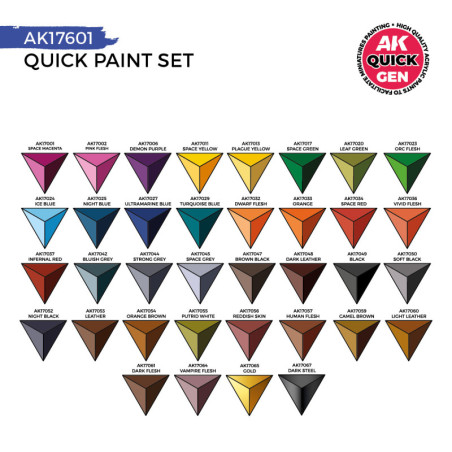 QUICK PAINT SET 36 QUICK GEN COLORS (2 BRUSHES) - AK