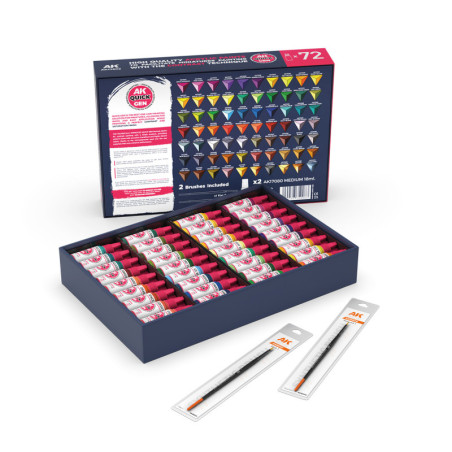QUICK PAINT SET 72 QUICK GEN COLORS  (2 BRUSHES)  - AK