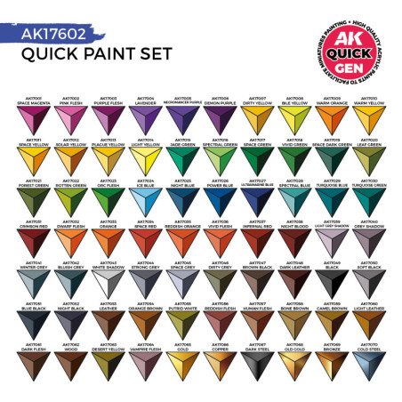 QUICK PAINT SET 72 QUICK GEN COLORS  (2 BRUSHES)  - AK