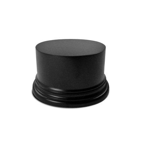 Socle en Bois Cylindre Ouvragé 8cm - Noir