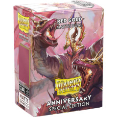dragon shield 100 matt sleeves pomogranare and gold