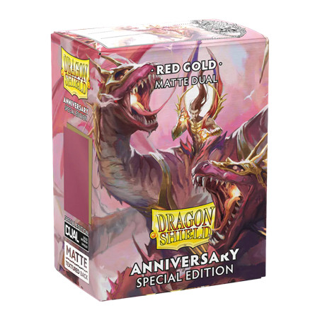 dragon shield 100 matt sleeves pomogranare and gold