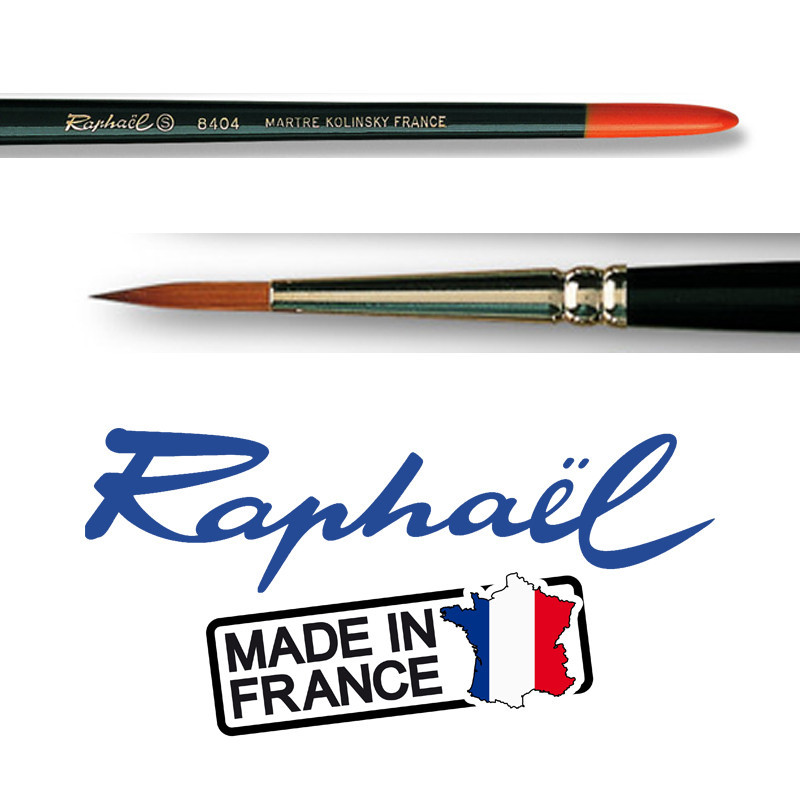 Pinceau Raphael Series 8404 Set 2pcs,Taille 5/0 3/0. Raphael France kolinsky Rouge Sable Pinceau 